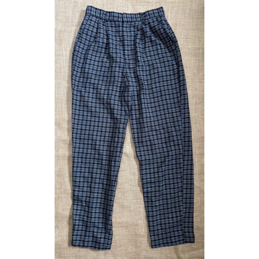 Vintage Black Blue White Plaid Pants 4 6 Dark Academia Cottage Core Preppy
